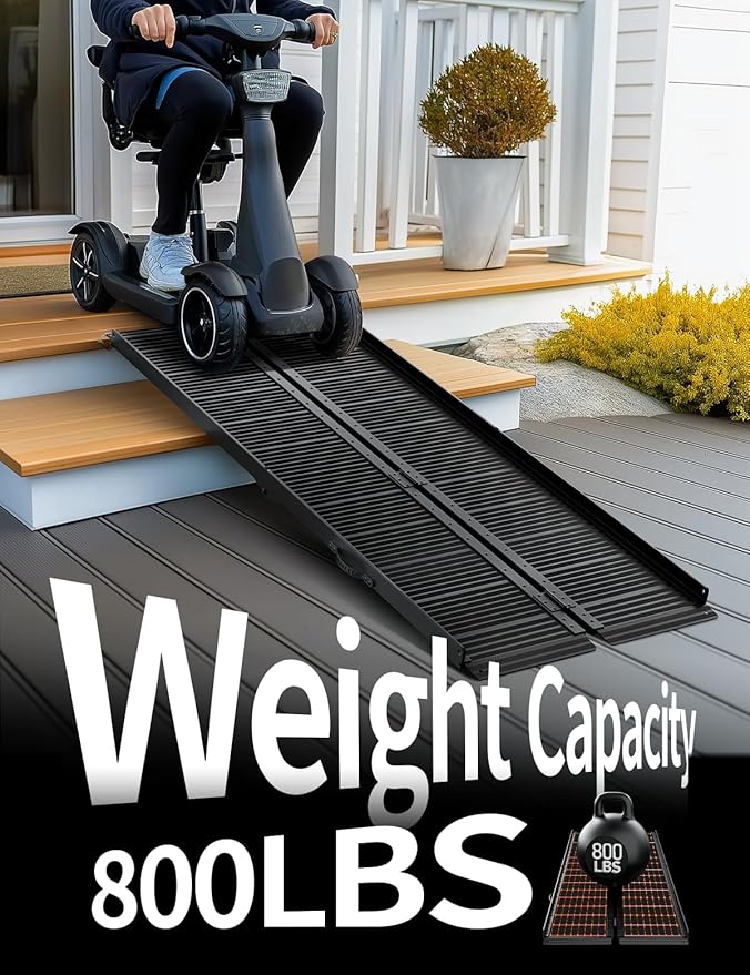 Black Aluminum Ramp 6FT, With Non-Slip Surface Wheelchair Ramp, Folding Portable Wheelchair Ramps for Home Steps,Scooter Ramp for Car, Stairs, Doorways, Curbs, 800 LBS Weight Capacity, 28.3" W x 72" L