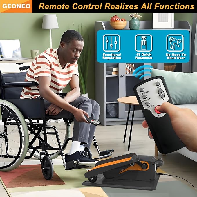 Under Desk Elliptical Machine, Electric Elliptical Exerciser for Senior, Quiet & Small Electric Seated Pedal Exerciser for Home with Monitor, Remote Control & 12 Adjustable Speeds