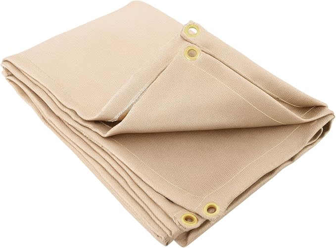 TOPDC Welding Blanket Heat Resistant 4x6 ft Heavy Duty Fiberglass Welding Blanket, 1022°F Heat Resistant Fabric Thickened Weld Cover with Grommets, Thermal Insulation Blanket for Smoker Camping Grill