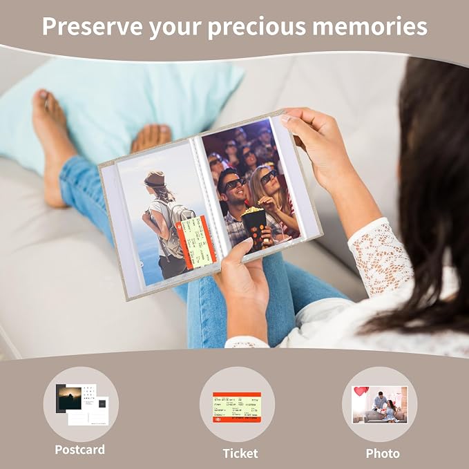 vivinin 2 Pack Photo Album 4x6, Linen Cover Photo Book, Small Photo Album Book for 36 Pockets Hold 72 Pictures, Picture Book for Photos Family Anniversaries Baby Vacations (beige)