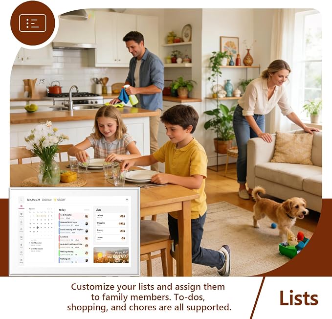 Whale Framely 10.1 Inch Digital Wall Calendar, Smart Family Schedule & Chore Chart,Meal planner, IPS FHD Touchscreen Wall Planner with Auto-Rotate, Wall Organizer, Gift for Father‘s Day/Grandpa