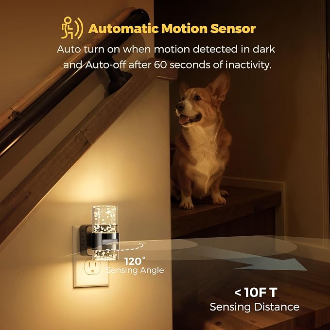 L LOHAS LED Motion Sensor Night Light,Dimmable Night Lights Plug into Wall | 3000K Night-Lights with 0-100 LM Adjustable, Acrylic Bubble Plug in Nightlight for Bathroom Hallway Nursery