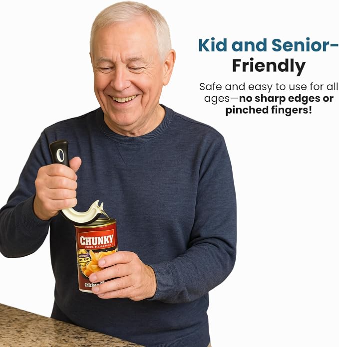 Easy Open Ring Pull Can Opener 3 Pack by Jokari. Durable Non Slip Rubber | Protecting Nails, Folks, Joint Pain or Arthritis, Easily open your tin cans, Great for kids and anyone with