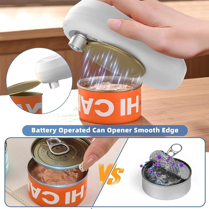 Auto Electric Can Opener, Rechargeable Can Openers for Seniors & Arthritis, One-Touch Automatic Can Opener, Hands-Free, Smooth Edge, Compact, Cordless, Food-Safe Kitchen Gadgets,White | One-Touch Rechargeable Battery Automatic Can Opener, Hands-Free, S...