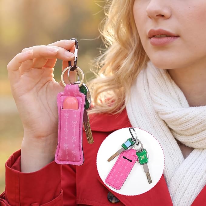 Pengxiaomei 3 Pcs Chapsticks Holder Keychain for Lipstick, Stocking Stuffers for Teen Girls Women Small Christmas Gifts