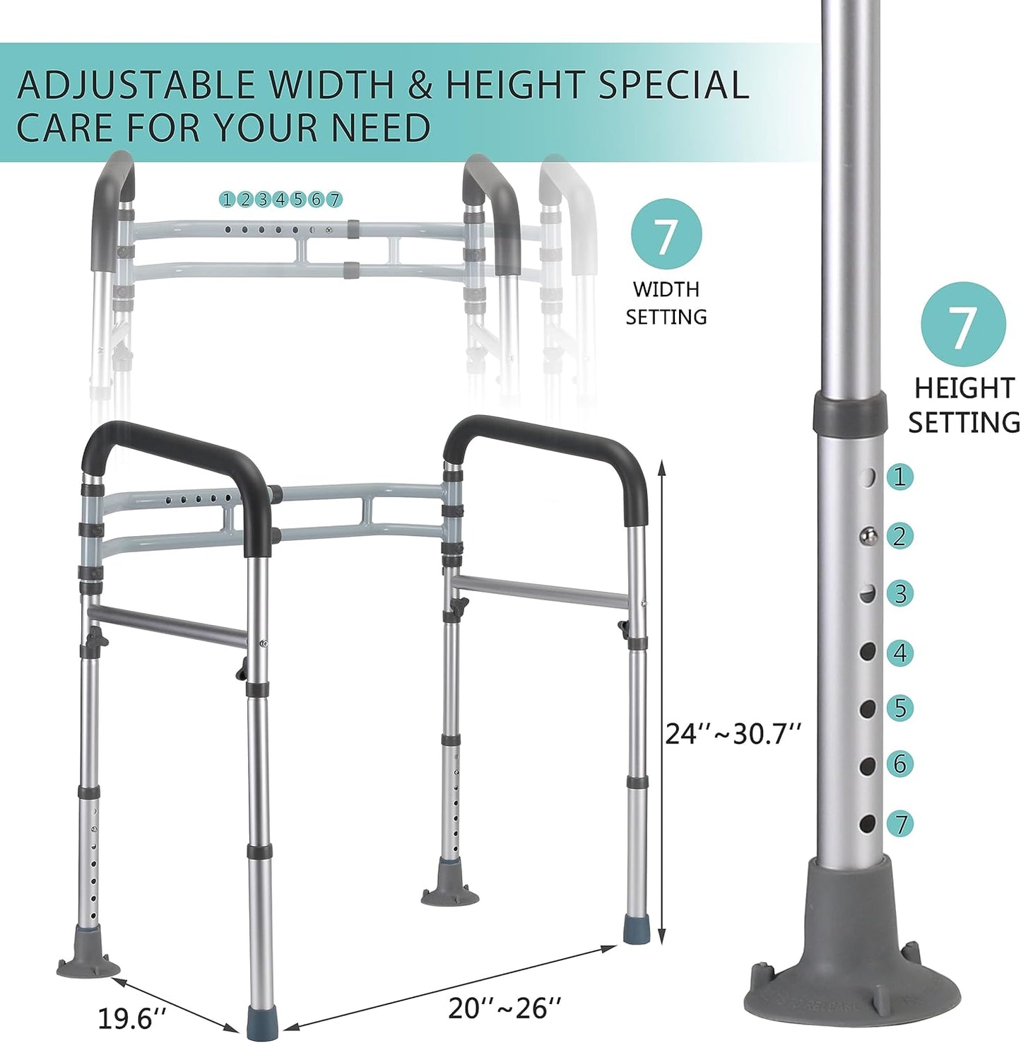 Adjustable Toilet Safety Rail – Foldable & Supportive