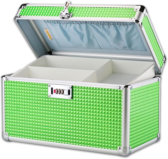 Medicine Lock Box with Code, Secure Multipurpose Locking Box | Portable Combination Storage Lockbox, Childproof Medication Organizer Case, Portable First AidBox with Removable Utility Tray
