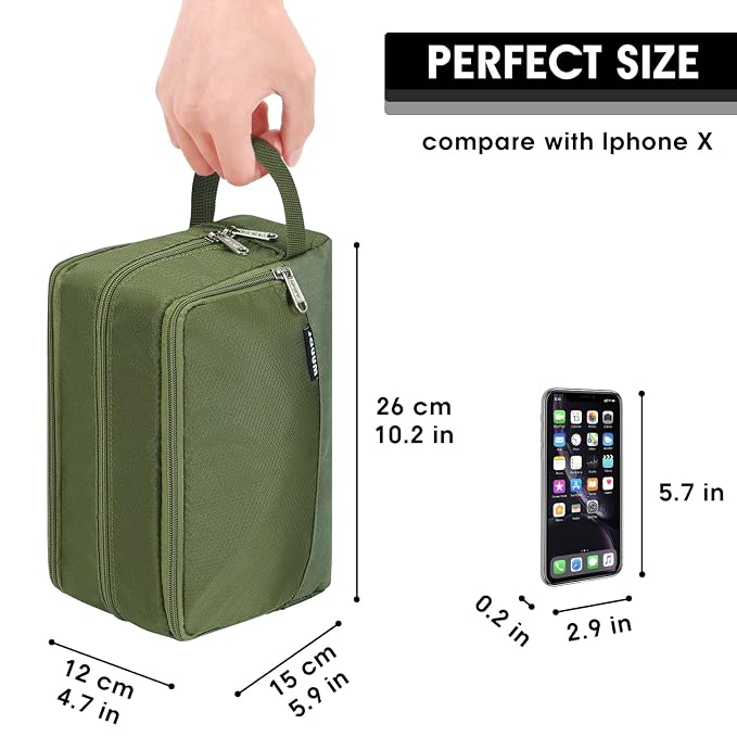 WANDF Travel Toiletry Bag for Men, Small Dopp Kit for Toiletries | Water-Resistant Fabric, Travel Bag for Toiletries, Compact Storage, Shaving Accessories, Weekend Trips
