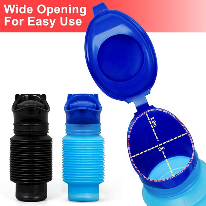 Pee Bottles For Men,Collapsible Urine Bottle With Disposable Replacement Bags,Car Pee Bottle For Men And Women,750ml,Leakproof,2-Piece Set Emergency Urinal For Road Trips,Traffic Jams And Camping