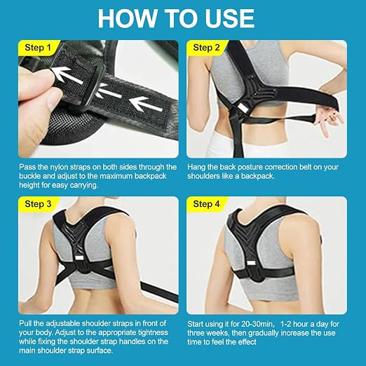 Posture Corrector for Men and Women, Adjustable Back Brace, Comfortable & Breathable Clavicle Straightener, Providing Pain Relief from Bad Posture, Waist, Neck, Back Pain (Medium)