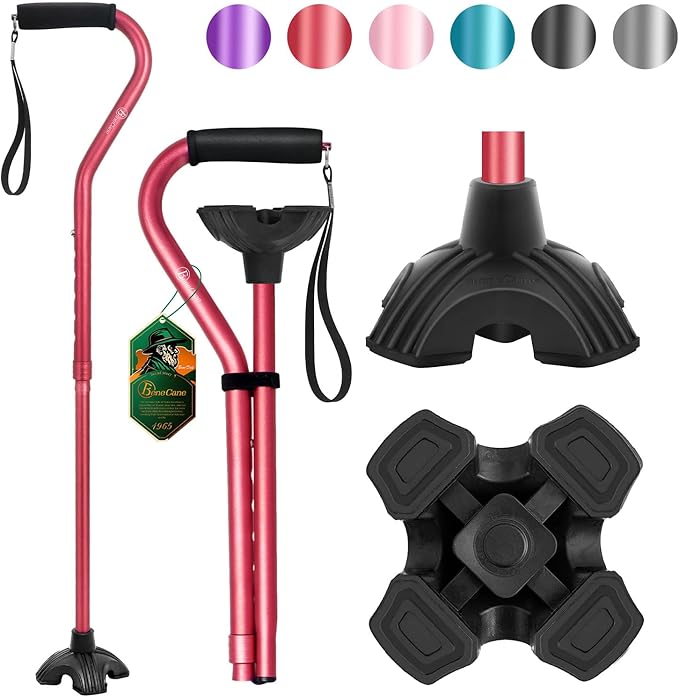 BeneCane Walking Cane Adjustable Cane with Offset Soft Cushioned Handle for Men & Women Lightweight Comfortable Extra Stability Base Mobility Aid for Men Women and Seniors