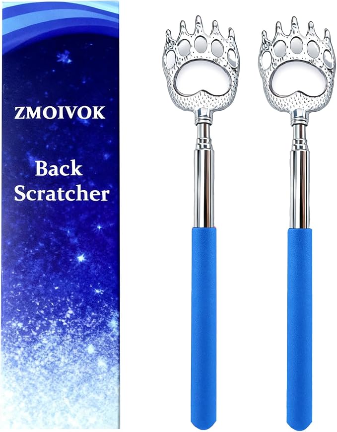 2 Pcs Back Scratcher Extendable | Metal Bear Claws Back Scratchers,Backscratche for Men, Women,Adults,Christmas Stocking Stuffers (Blue)