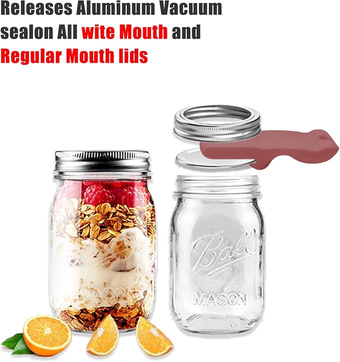 Mason Jar Opener and Canning Tool, Compatible with Mason Jar Lids, Releases Vacuum Seal on Wide Mouth and Regular Mouth, Magnetic Lid Lifter for Canning, Pickling (chocolate color))