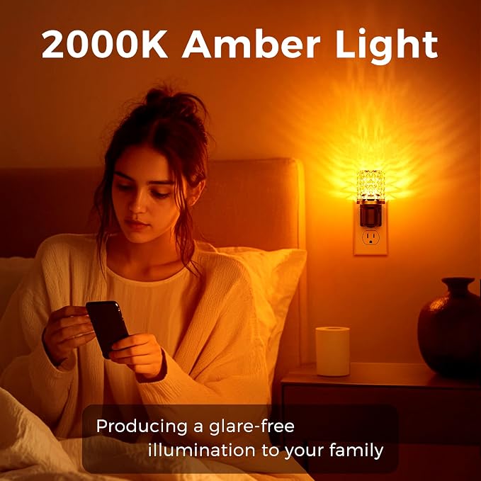 L LOHAS LED Night Light, Dimmable Night Lights Plug into Wall | Automatic Night Lights Plug in, Auto Light Sensor, Adjustable Brightness Amber LED Night Light, Bedroom Hallway Home Decor
