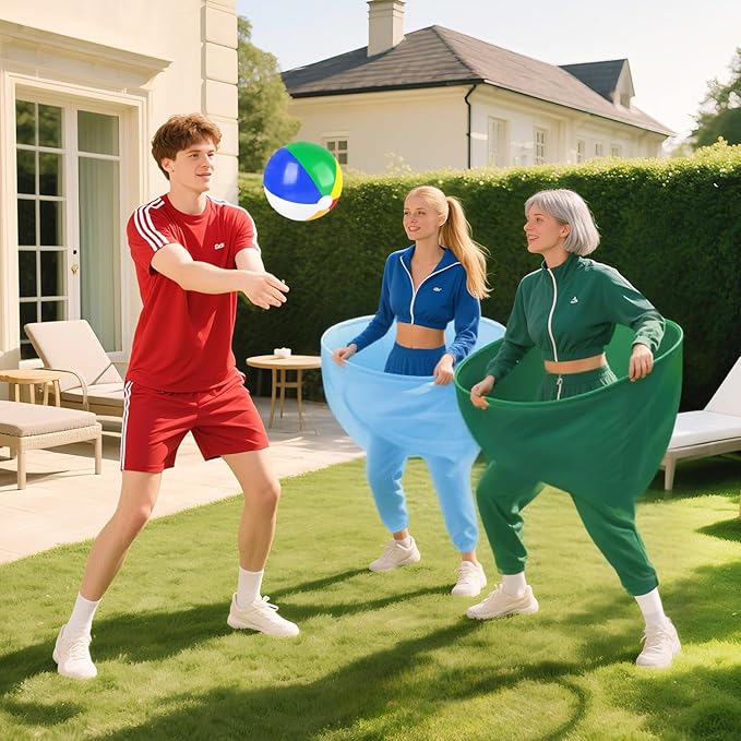 Green Granny Pant Yard Game Set 2PCS Color Mixing Big Granny Pants Outdoor Game Baby Blue with 8 Bouncy Balls and 1 Air Pump (Random Colors) Big Pants Outdoor Games for Adults and Family