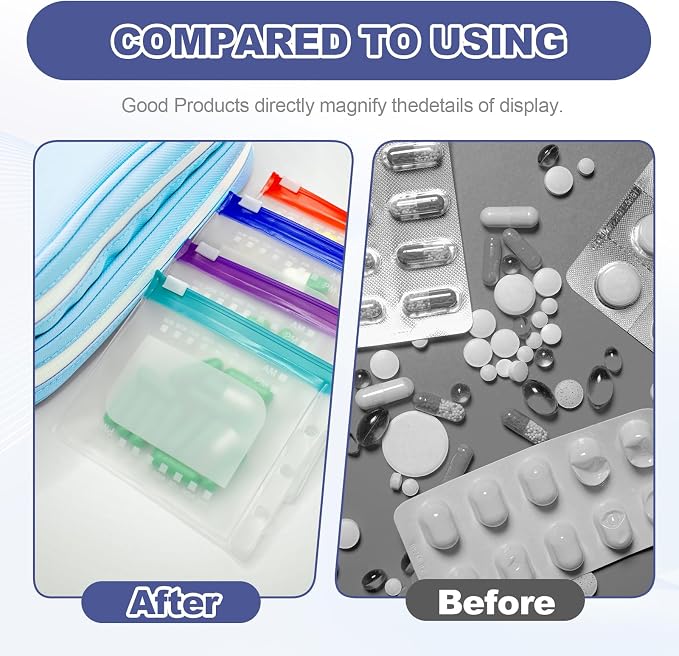 Timueetech XXL A6 Pill Organizer, 28 BPA-Free Medication Pouches for A6 Binders, Large Monthly Waterproof Storage System with Double-Compartment Travel Case, Blue