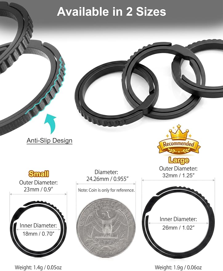 Titanium Key Rings Heavy Duty Easy Open Split Key Chain Rings | Side Push, No Nail Damage, Hypoallergenic, Anti-Slip Ultra Lightweight EDC Bulk Keyrings for Car Key Fob, Gift for Men Women