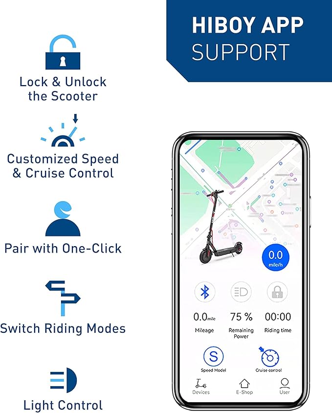 Hiboy Electric Scooter, 430W–750W Motor, 8.5"–10" Tires, 19–25 MPH Top Speed, 17–25 Miles Long Range, Commuter Electric Scooter for Adults with Dual Braking System
