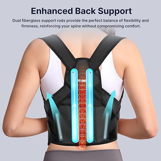 Fit Geno Posture Corrector for Women Lite, Upper Back Brace for Slouching | An Adjustable, Lightweight Design Supports Your Neck, Shoulders, and Upper Back to Help You Sit and Stand Taller