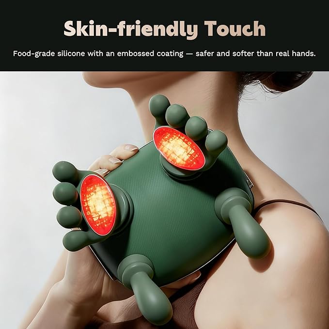 N7 Bionic Neck and Shoulder Massager, Heated Real-Hand Massagers with Fingers for Back Muscle Pain Relief, Portable & Lightweight Design