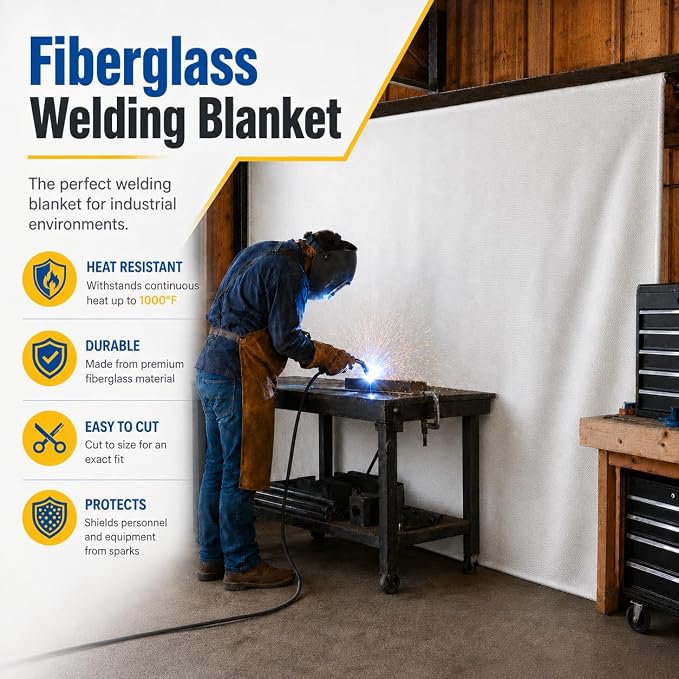 FLASLD Large Fire Blanket for Home and Kitchen, 6 ft x 8 ft Fiberglass Welding Blanket Emergency for People, Flame Retardant Protection and Heat Insulation