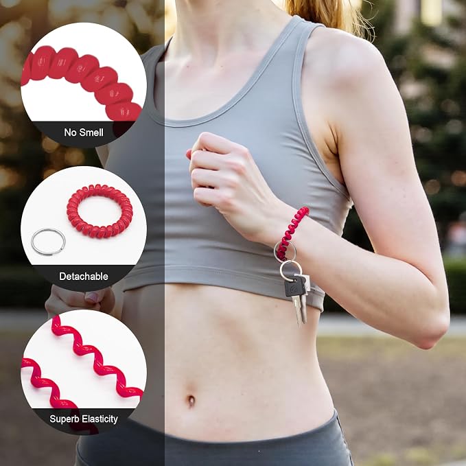 Spiral Coil Keychain, Anti-lost Key Chain Holder Lanyard Cord for Sauna Outdoor Sports and Gym Pool