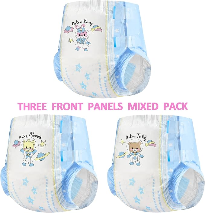 Littleforbig Printed Adult Brief Diapers 10 Pieces - Astro Babies (Medium 28"-38")