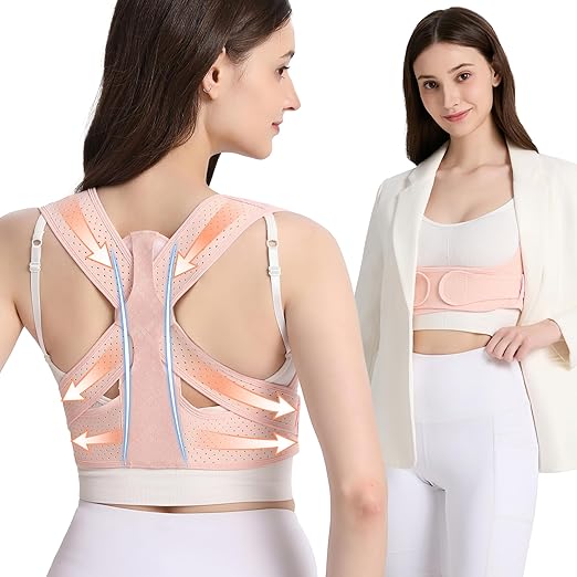 Posture Corrector for Women Back Brace Shoulder Straightener Pink, M/L | Back Posture Corrector Women, Posture Support Belt, Adjustable Fit, Office, Travel, Daily Wear