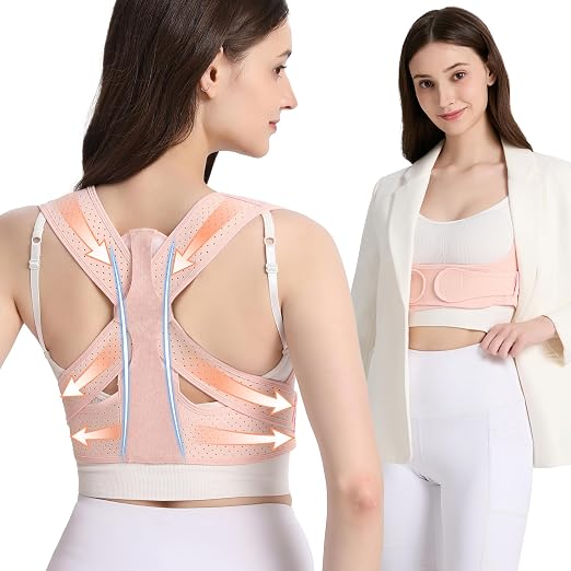 Posture Corrector for Women Back Brace Shoulder Straightener Pink, S/M | Back Posture Corrector Women, Posture Support Belt, Adjustable Fit, Office, Travel, Daily Wear