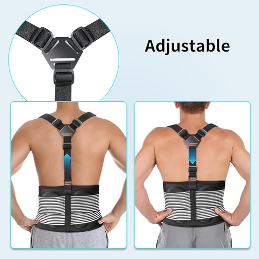 AllyFlex Sports® Back Brace Lower Back Pain Relief - Back Brace for Women and Men Under Clothes Lower Lumbar Support to Improve Posture - L