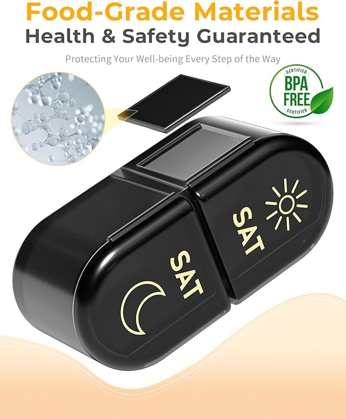 AM & PM Pill Organizer 7 Days, Weekly Pill Case 2 Times a Day, Pill Box 7 Day, Medicine Pill Organizer for Travel, Vitamins, Fish Oils, Supplements