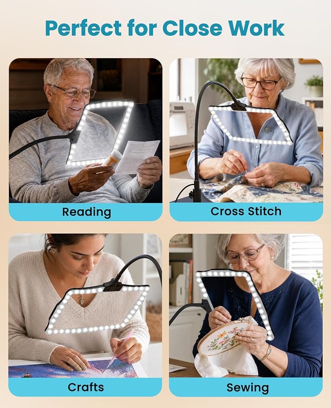 5X Full Page Magnifying Glass with Light and Stand for Reading | 10.6" x 7.8" large lens, reading magnifier for books with hands-free stand; for seniors, low vision, crafts & close wor