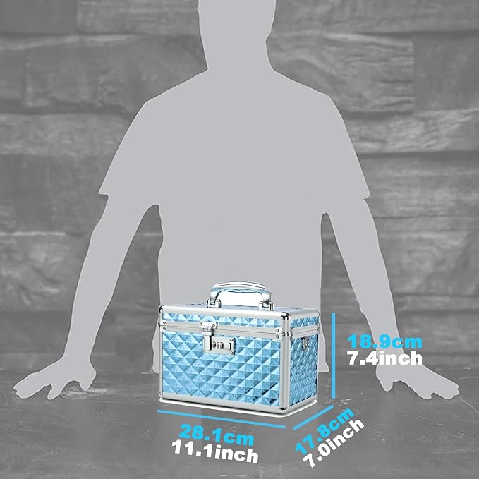 Storage Lock Box with Combination Lock, Lockable Medicine Storage Box, Empty First Aid Box, Security Lock Box, Multipurpose Locking Box for Home and Outdoor Use (Blue, Medium)