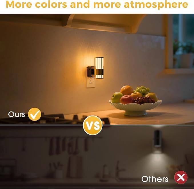 L LOHAS LED Night Light, Night Lights Plug into Wall, 10-Color RGB | Change Nightlights, 10/50/100LM Adjustable Automatic Nightlights Plug in with Dusk to Dawn Sensor for Room Bathroom Hallway
