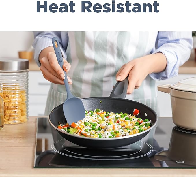 3 Pieces Silicone Spatula Set, Food Grade Rubber Spatula, Upgrade Strong Handle with Ergonomic Grip, Heat Resistant for Nonstick Cookware, Cooking Mix