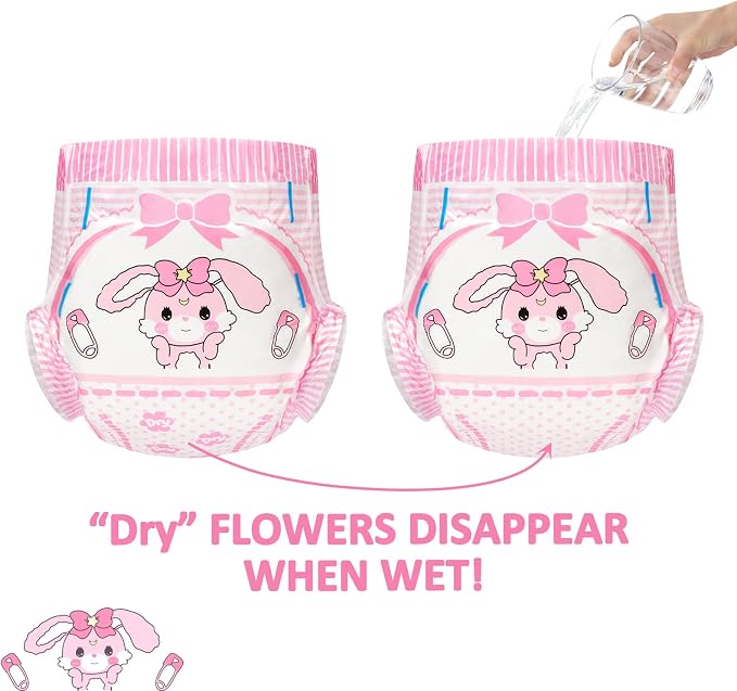 Littleforbig Adult Printed Diaper 10 Pieces - Baby Usagi (Large 36"-48")