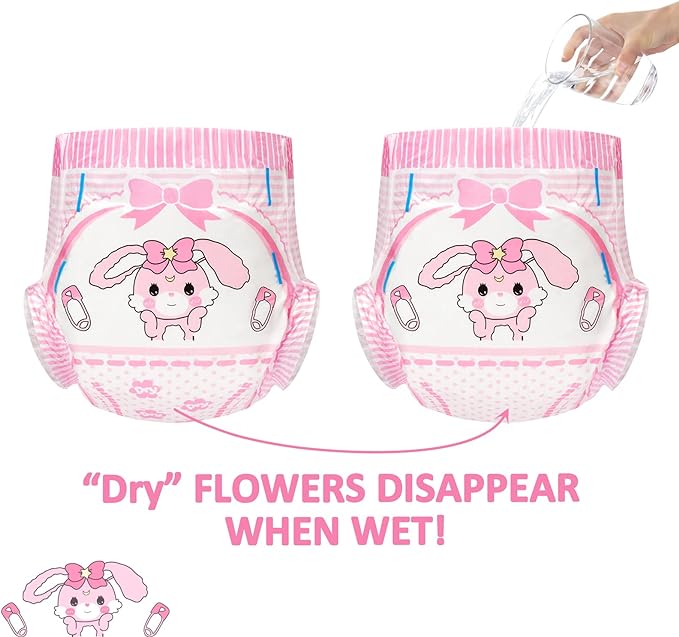 Littleforbig Adult Printed Diaper 10 Pieces - Baby Usagi (Medium 28"-38")