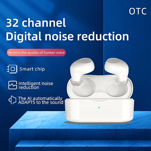 OTC Hearing Aids for Seniors Rechargeable Hearing Amplifiers with Noise Cancelling for Mild to Moderate Hearing Loss, In Ear Nearly Invisible, Auto On/Off, Memory Functions, Portable Charging Case, LED Display Elderly-Friendly