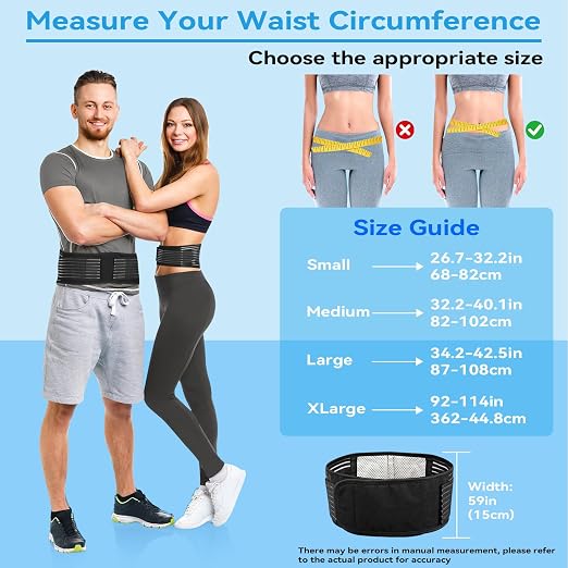 Back Support with Magnet, Tourmaline Magnetic Back Braces for Lower Back Pain Relief, Self Heating & Soothing Back Support Belt, Lumbar Support Belt for Herniated Disc/Sciatica (Small)