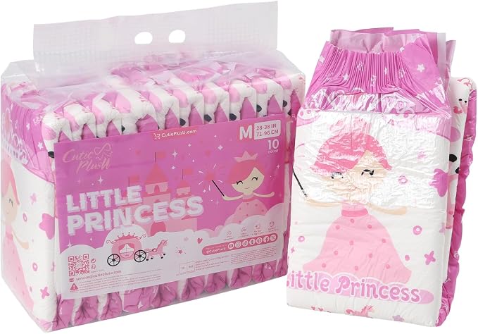 CutiePlusU Disposable Diapers 10 Pieces Protective Underwear Absorbent Briefs Dry Surface Pink (Medium 28"-38")