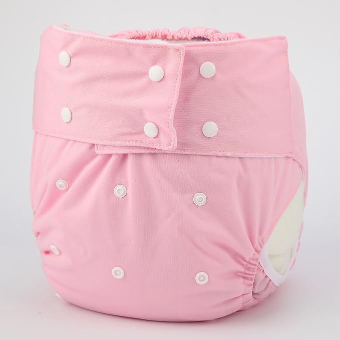 Teen Adult Cloth Diaper Nappy Reusable Washable for Disability Incontinence Women Girls (Pink)