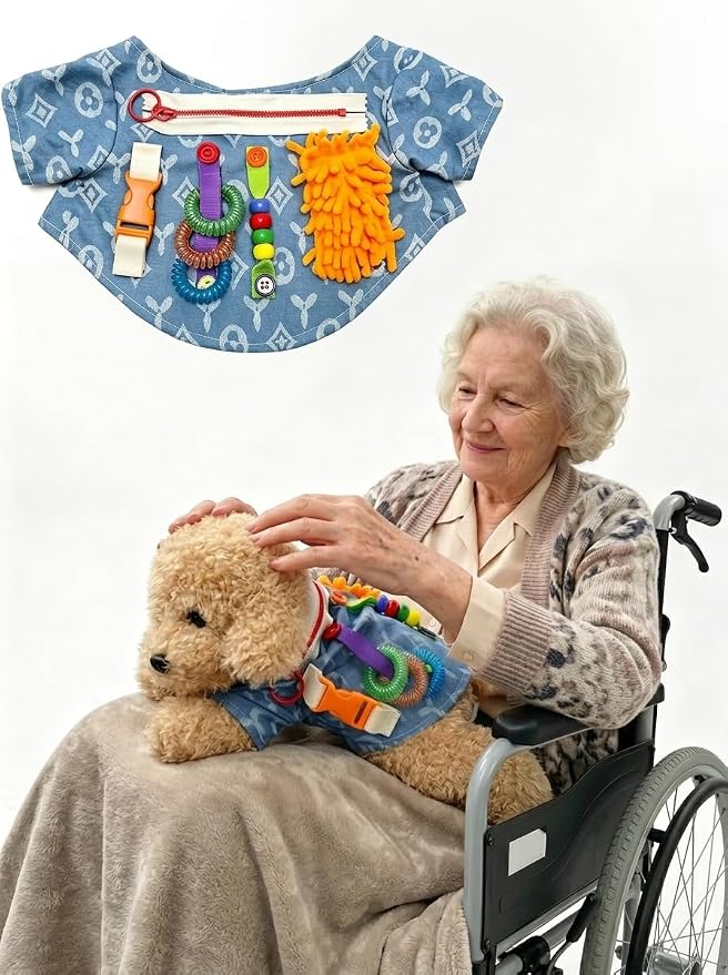 Fidget Sensory Dog Blanket for for Adults with Dementia | Alzheimers Dementia Activities Products for Elderly and Seniors | Fidget Toys Gift and Game for Alzheimer’s or Dementia.