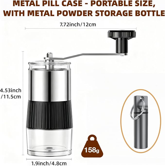 Pill Crusher & Splitter Stainless Steel with Ceramic Burr for Fine Powder | Manual Grinder and Cutter for Elderly Care, Pet Feeding & Travel