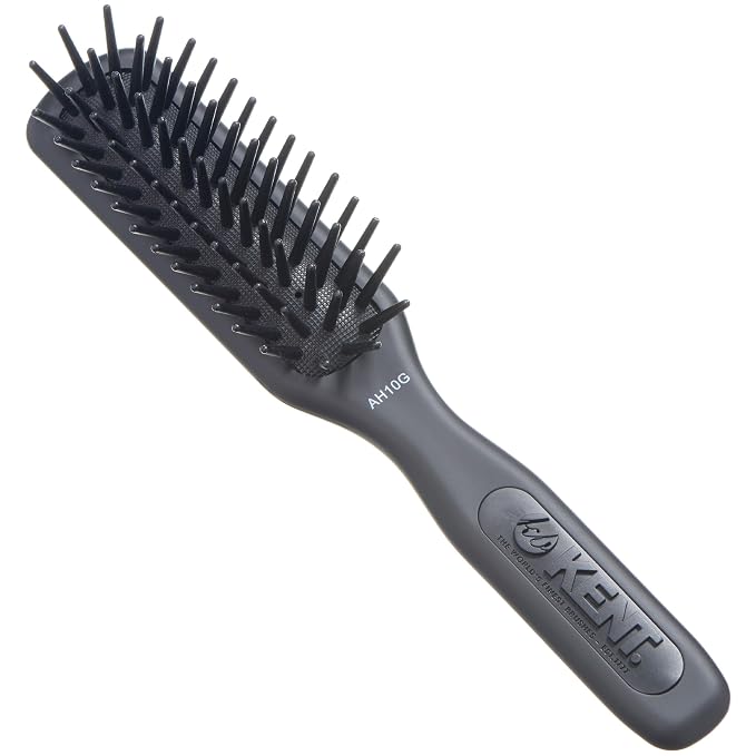 Kent AH10G Airhedz Pro Narrow Pin Hair Brush Narrow Cushion Paddle Brush - Taming Fat Pins, Detangling Long Thick and Curly Hair, Scalp Massager and Growth Stimulator for All Hair Types(Fat Pin, Grey)
