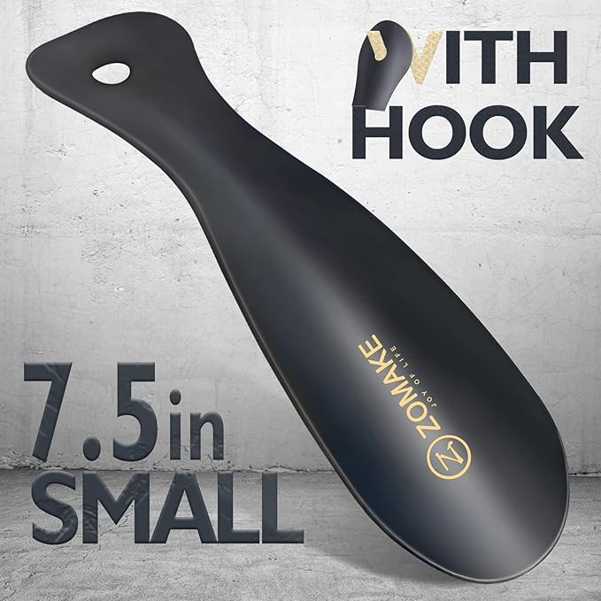 ZOMAKE Extra Long Shoe Horn for Seniors Men,Metal Shoehorn Long handle for Boots 28.3'',Travel Small Shoe Spoon Helper 7.5''