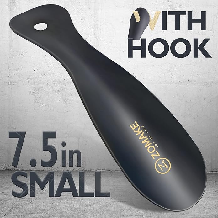 ZOMAKE Long Shoe Horn for Seniors Men,Metal Shoehorn Long handle for Boots, 22.8'' Shoe Spoon Helper