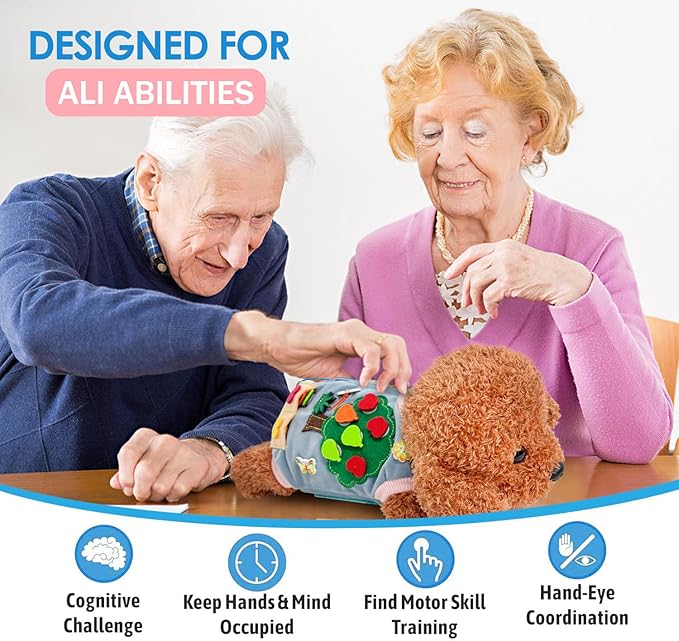 Fidget Blanket For Adults With Dementia, Alzheimers Products For Relief Anxiety, Calming, Exercising, Sensory Activities For Seniors, Busy Blanket For Dementia Patients, Nursing Home, Gift For Elderly