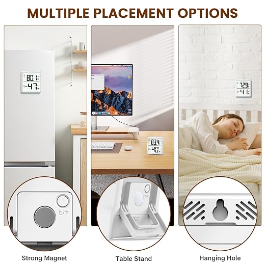 DOQAUS 3 Pieces Digital Hygrometer Indoor Thermometer Humidity Meter, White | Accurate Temperature and Humidity Monitor for House, Baby Room, Greenhouse, Incubator - Battery Included