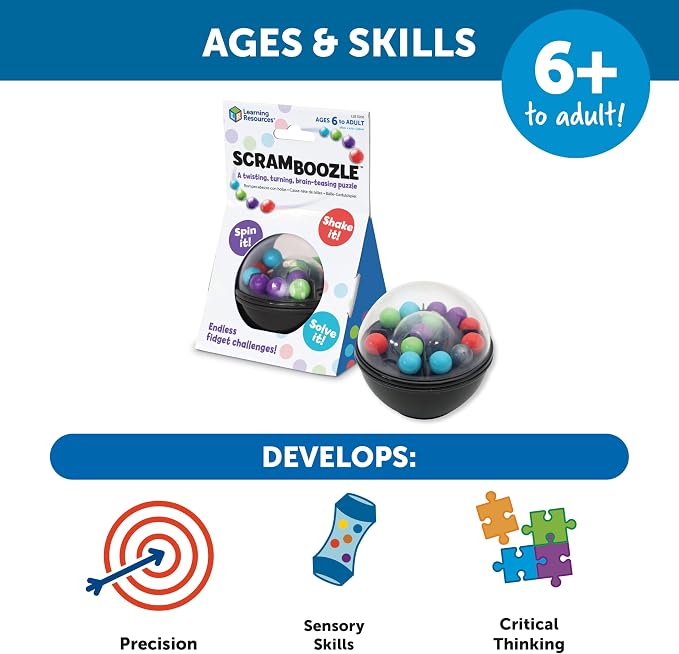Learning Resources Scramboozle Puzzle Ball - 3D Brain Teaser Puzzles for Kids and Adults, Puzzles for Teens, Problem Solving Puzzle Games, Travel Games, Fidget Toys, Gifts for Boys and Girls
