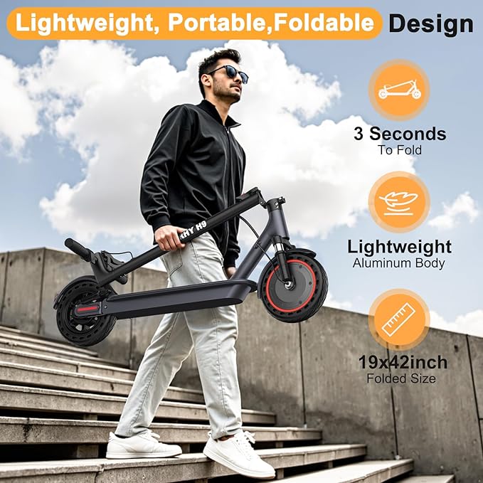 Electric Scooter, 10"/8.5" Solid Tire, 500W/350W Powerful Motor & 19/22 MPH Top Speed, 28/25/22/16 Miles Long Range, Folding E Scooter with Dual Braking for Teens and Adults